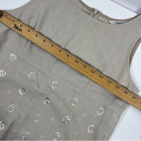 Dalia Cream/Tan linen Sheath Midi Dress - Picture 5 of 7